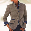 Blazer grijsbruin detail Christel