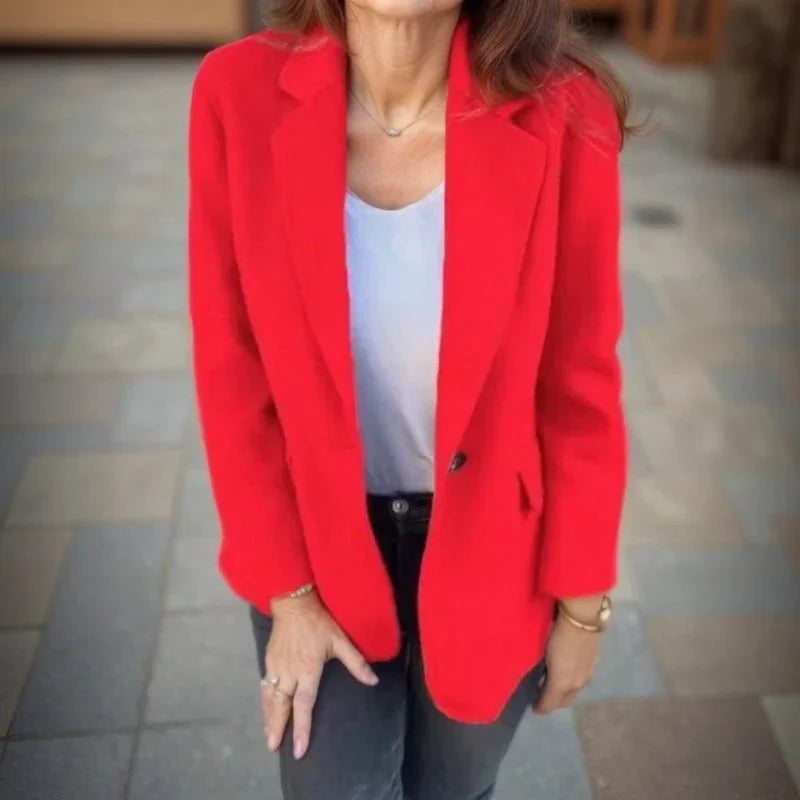 Blazer rood vooraanzicht detail Elena