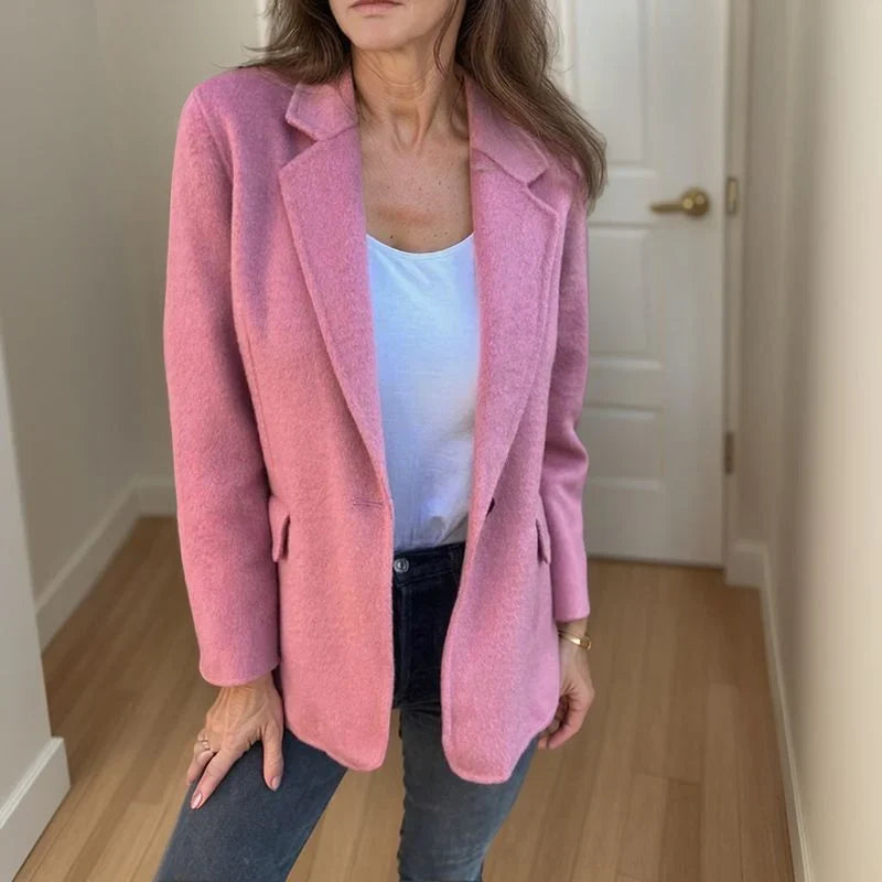 Blazer roze vooraanzicht detail Elena