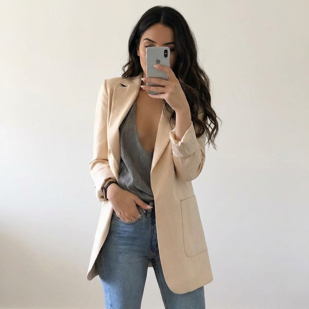 Blazer beige staand Maya