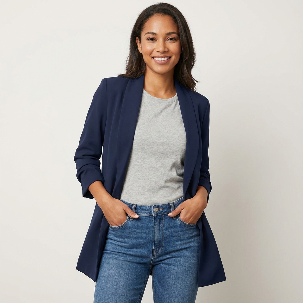 Blazer blauw vooraanzicht Maya