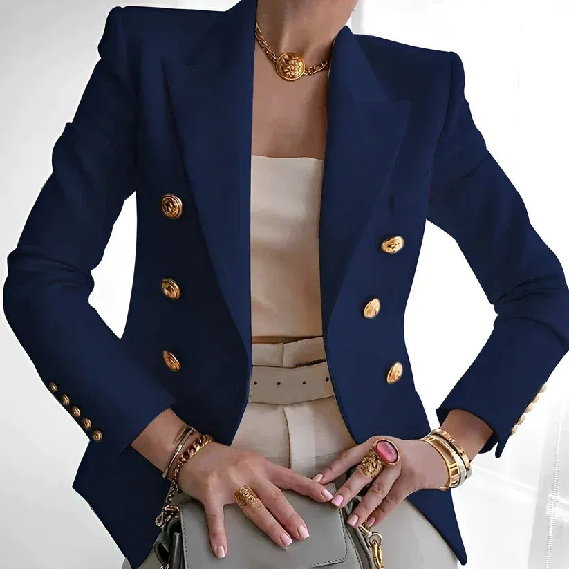 Blazer blauw vooraanzicht detail Zoë
