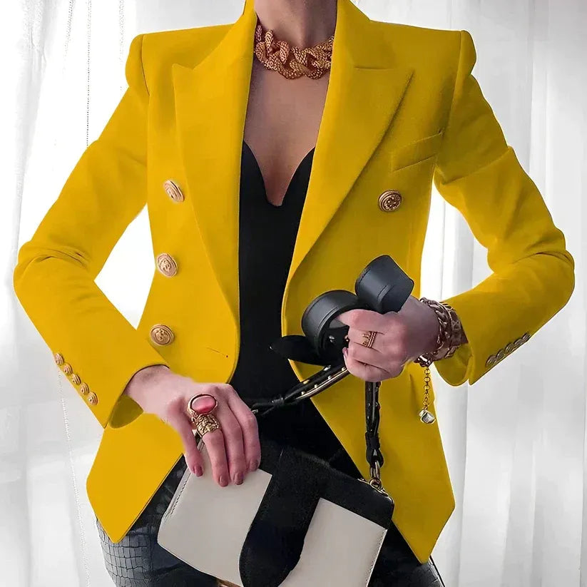 Blazer geel vooraanzicht detail Zoë