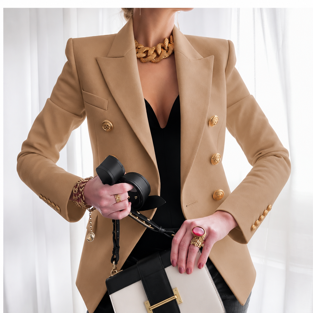 Blazer khaki vooraanzicht detail Zoë