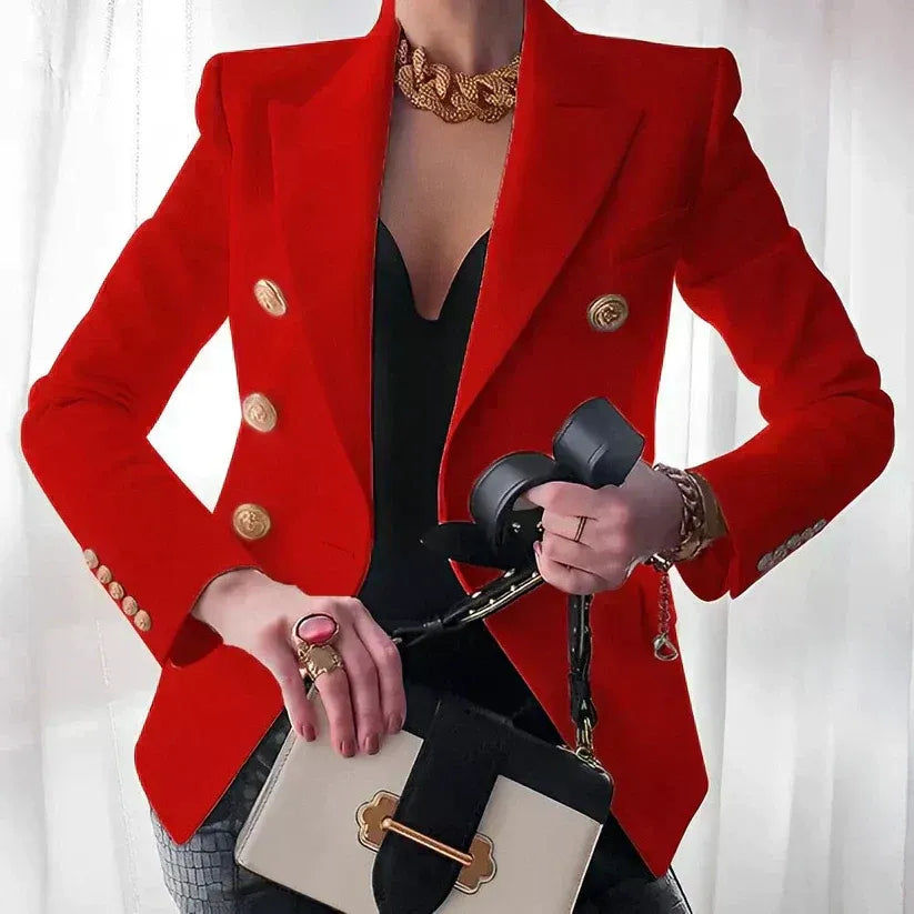 Blazer rood vooraanzicht detail Zoë