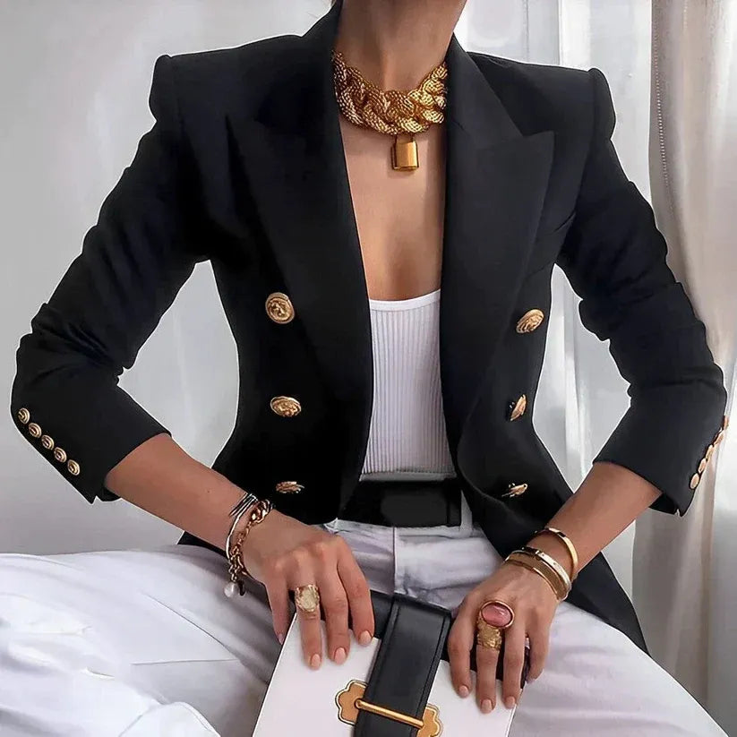 Blazer zwart vooraanzicht detail Zoë