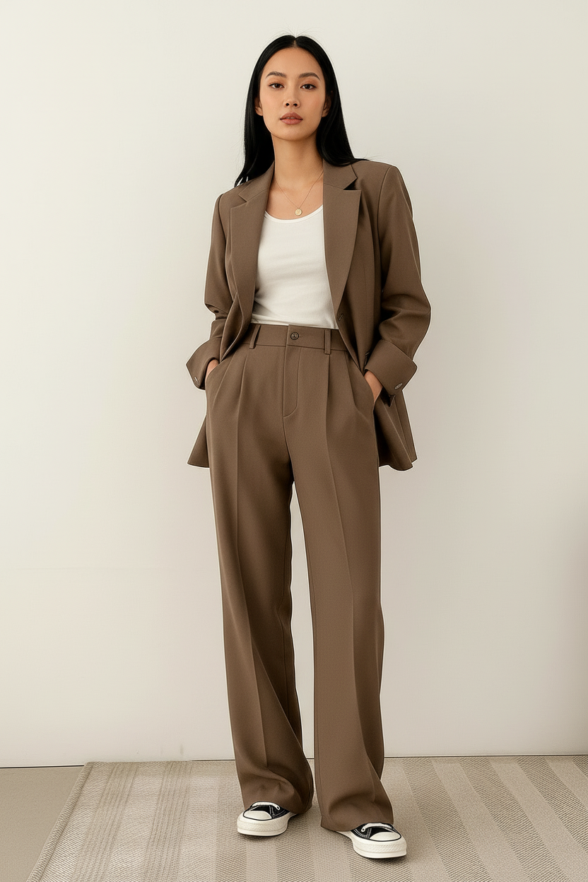 Blazer set bruin vooraanzicht Imre