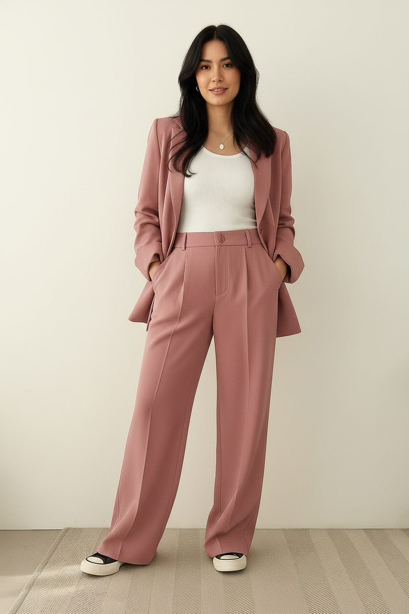 Blazer set roze vooraanzicht Imre