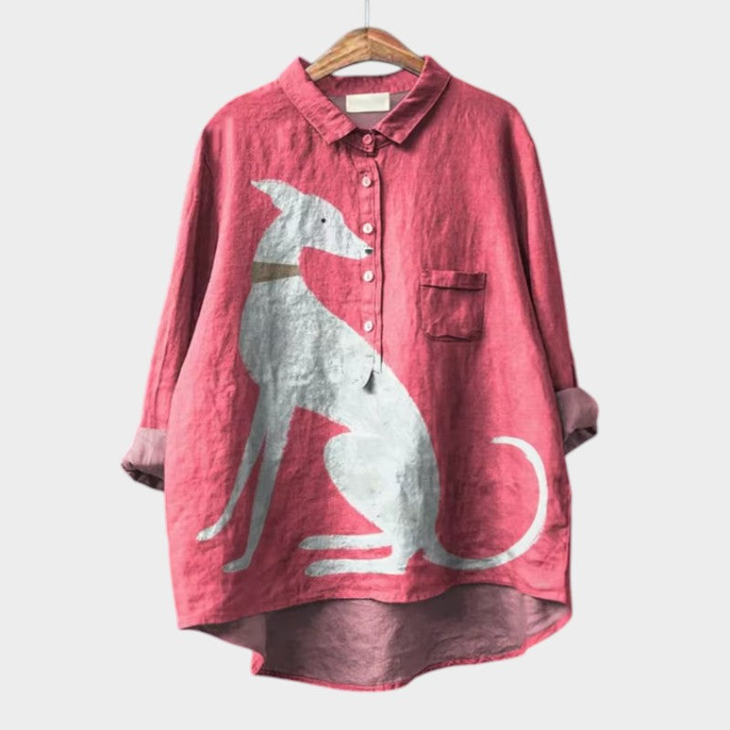 Blouse hondenprint detail 9 Floor