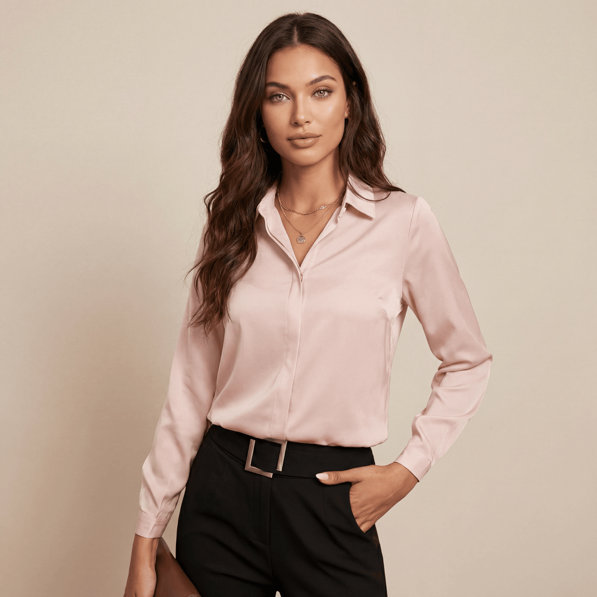 Blouse lichtroze vooraanzicht Livia