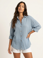 Blouse blauw vooraanzicht Puck