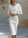 Bodycon midi jurk wit vooraanzicht Willeke