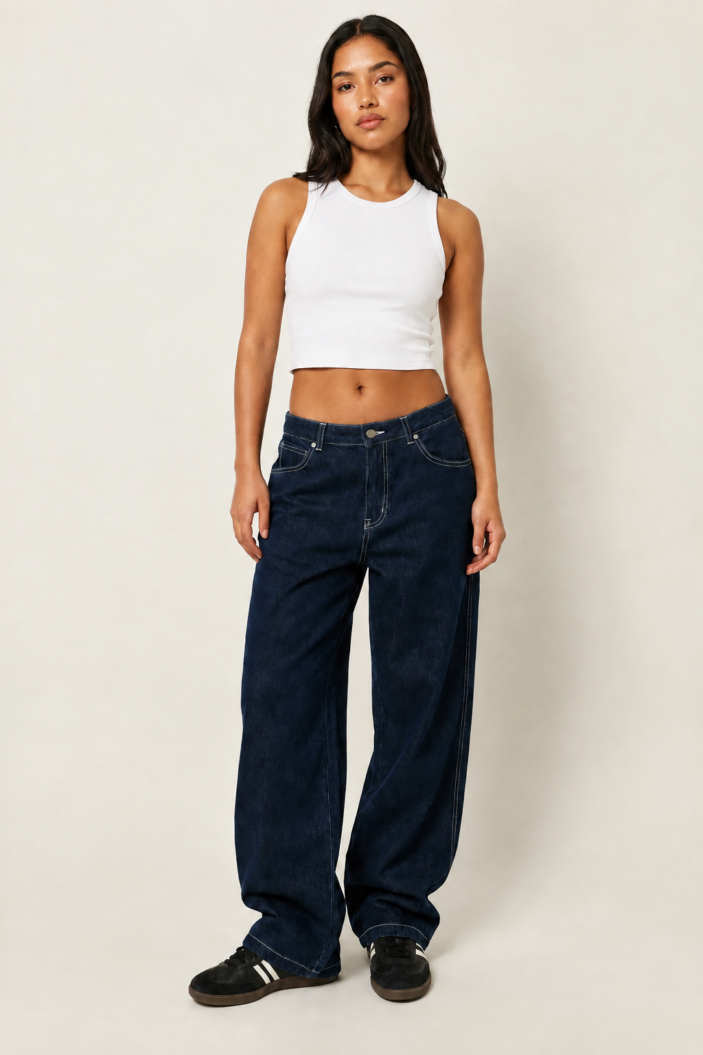 Boyfriend jeans donkerblauw vooraanzicht June