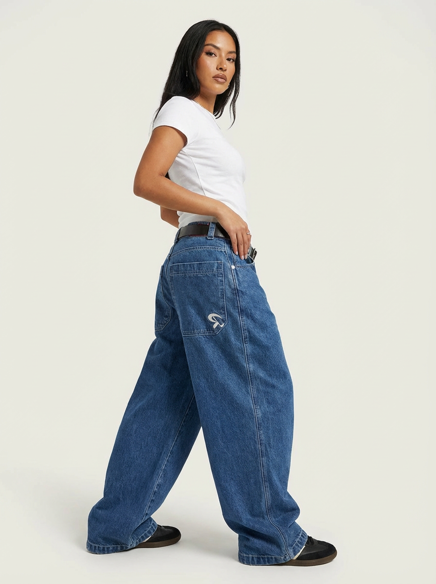 Boyfriend jeans donkerblauw zijaanzicht June