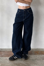 Boyfriend jeans donkerblauw vooraanzicht detail June