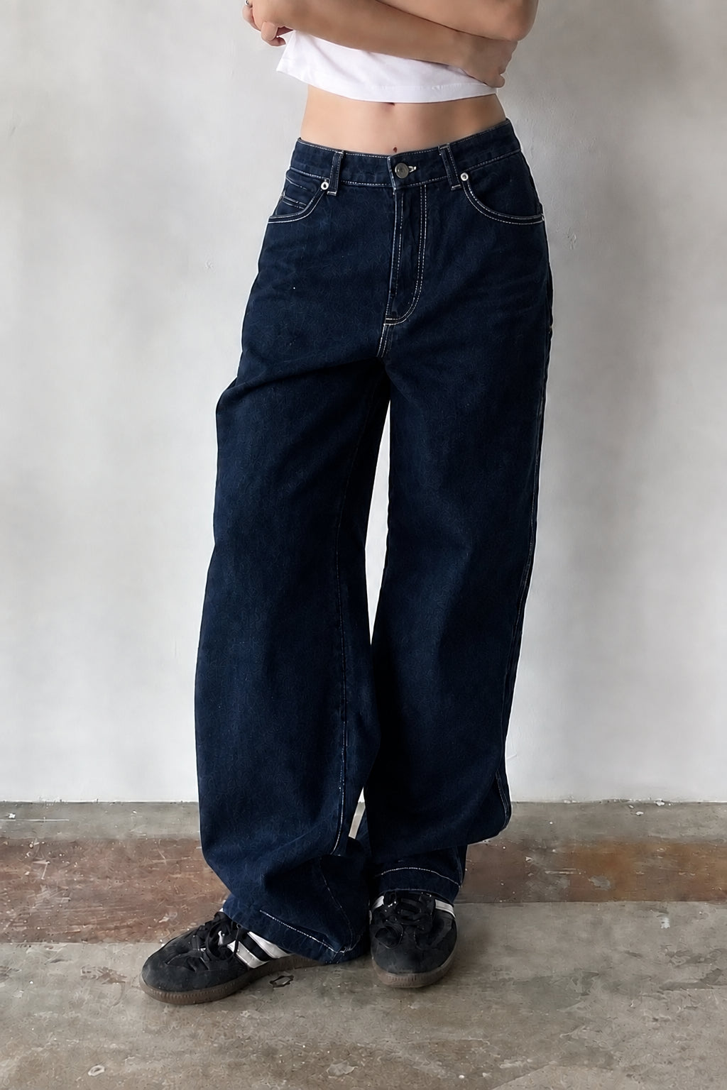 Boyfriend jeans donkerblauw vooraanzicht detail June