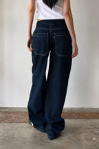 Boyfriend jeans donkerblauw achteraanzicht June