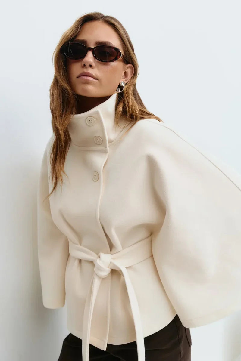 Cape jas beige staand Ayla