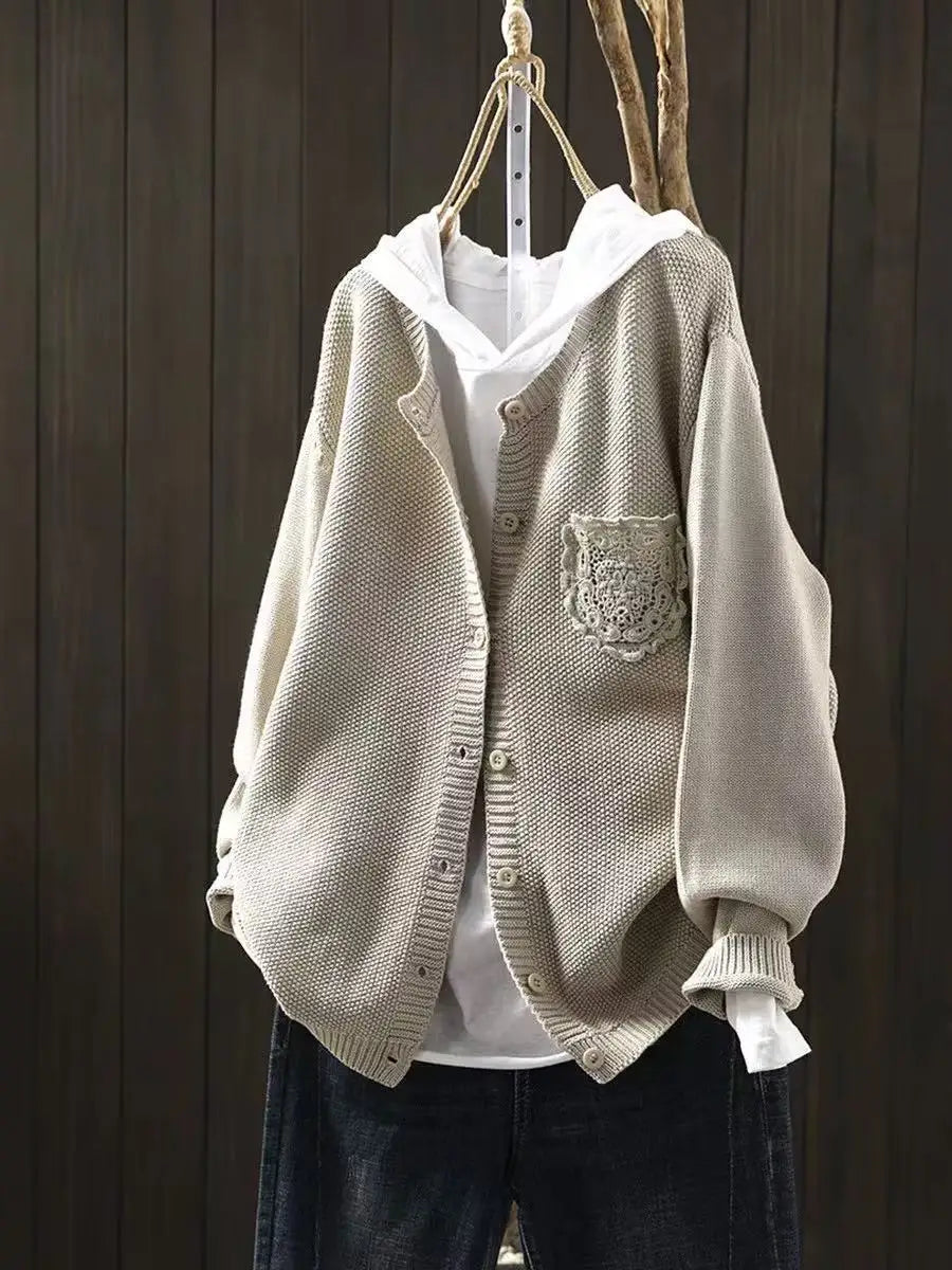 Cardigan beige vooraanzicht Dafne