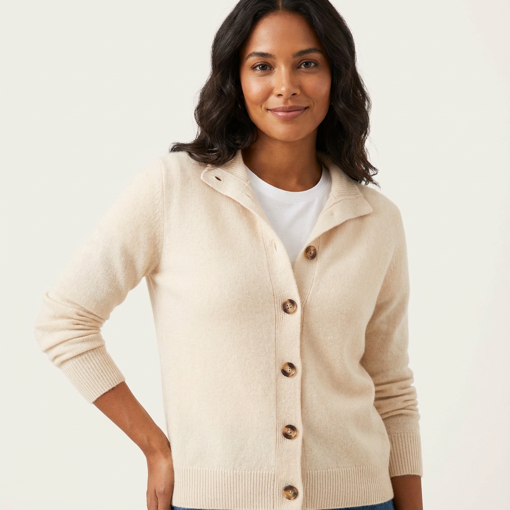 Cardigan beige vooraanzicht Esmee