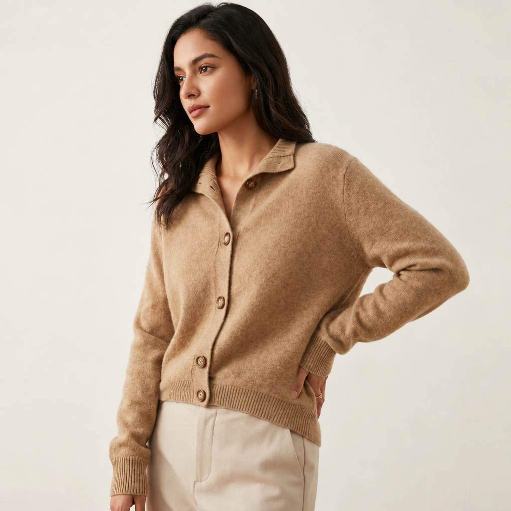 Cardigan khaki vooraanzicht Esmee