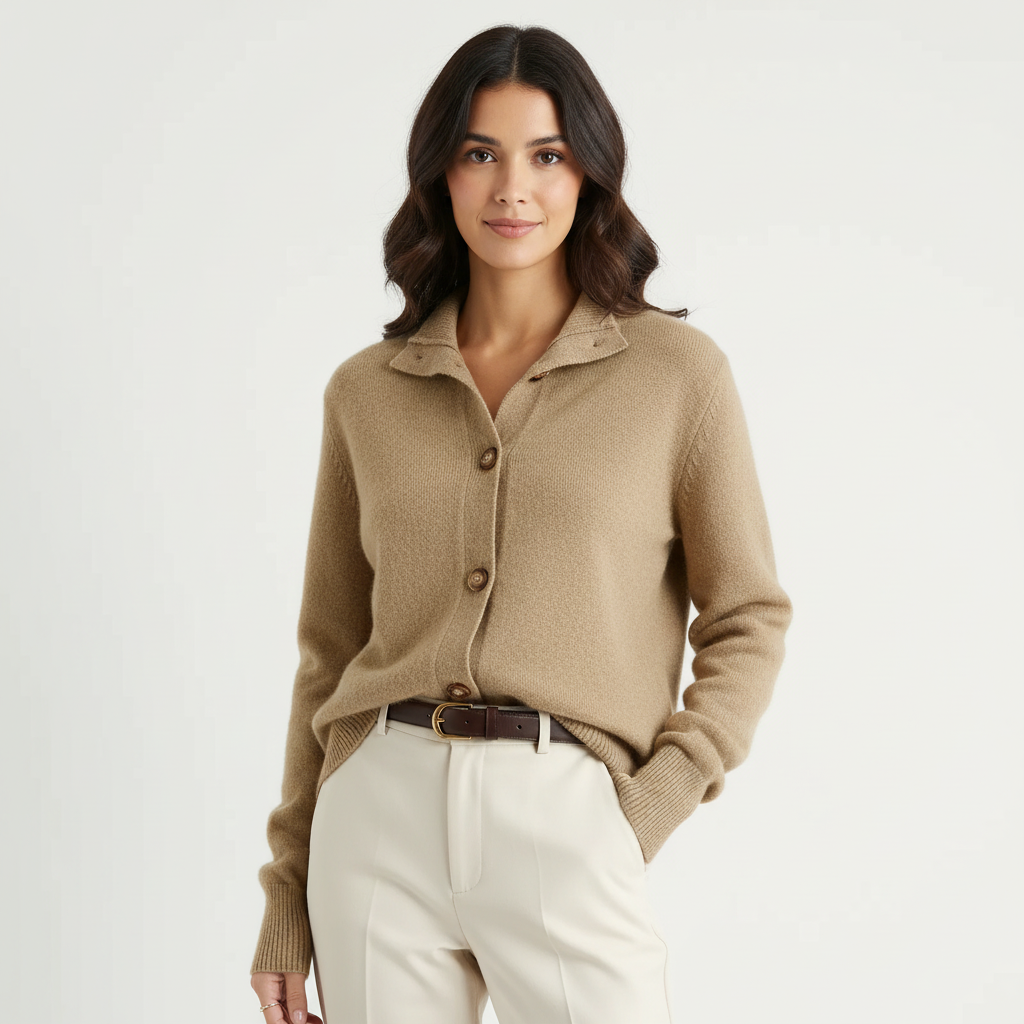 Cardigan beige vooraanzicht Lily
