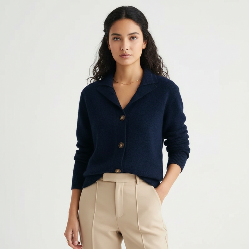 Cardigan marineblauw vooraanzicht Lily
