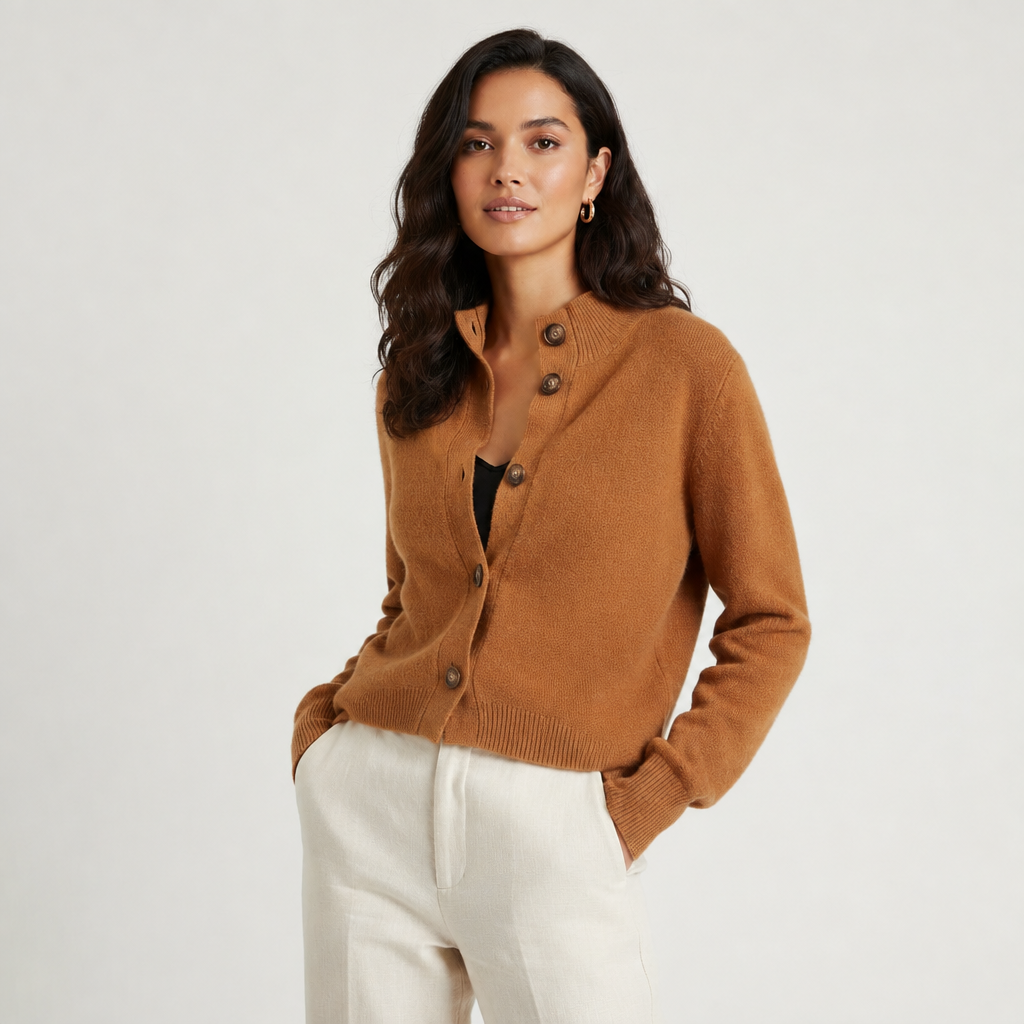 Cardigan oranje vooraanzicht Lily