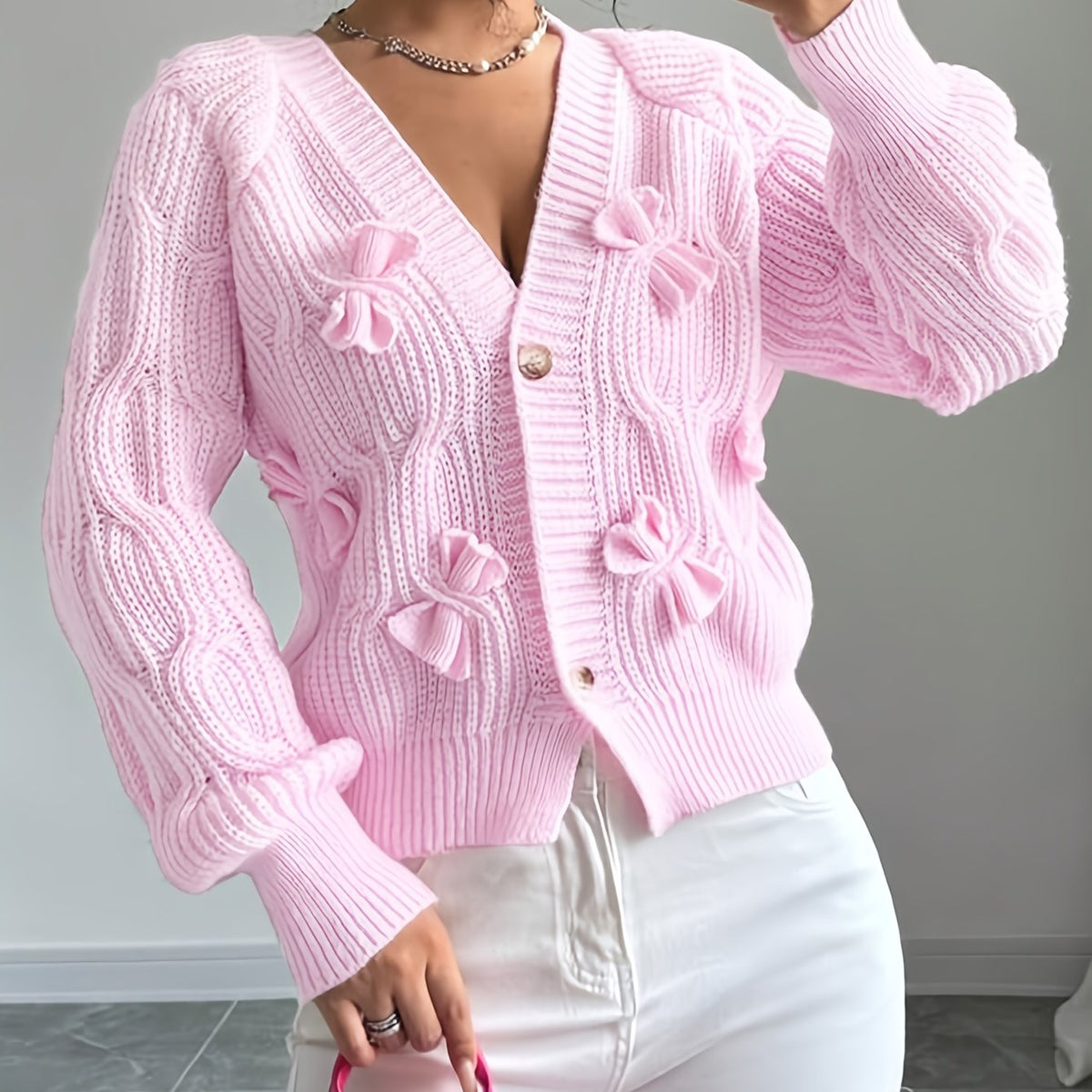Cardigan roze vooraanzicht Ramona