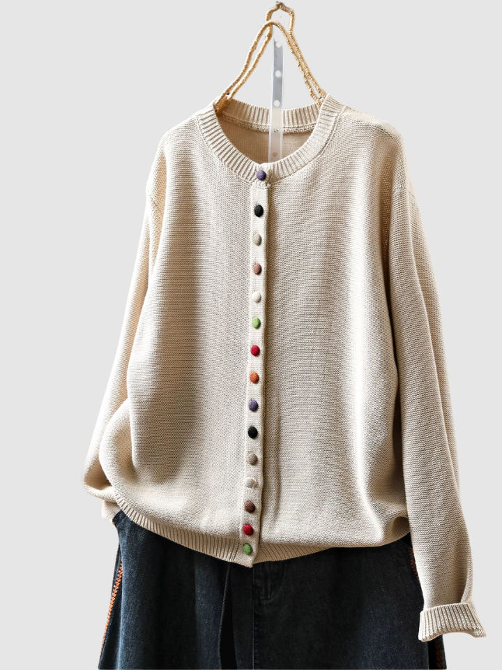 Cardigan beige vooraanzicht Vivian