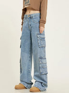 Cargo jeans lichtblauw zijaanzicht Juul