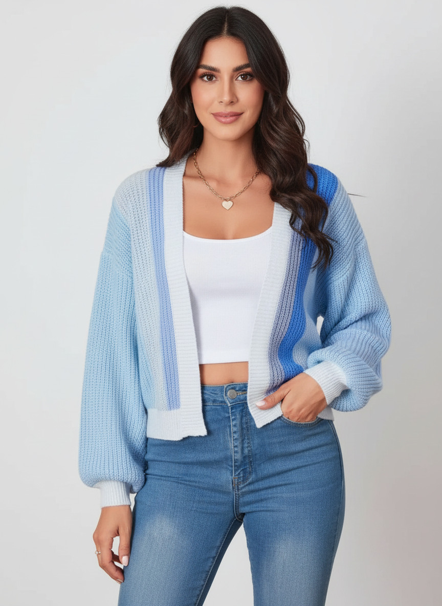 Colourblock vest blauw vooraanzicht Jade