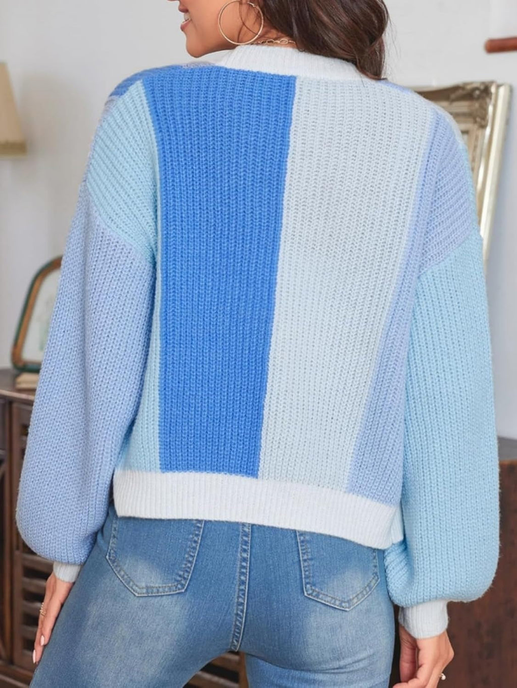 Colourblock vest blauw achteraanzicht Jade