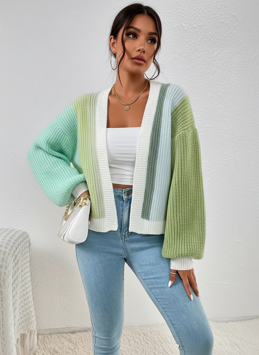 Colourblock vest groen vooraanzicht Jade