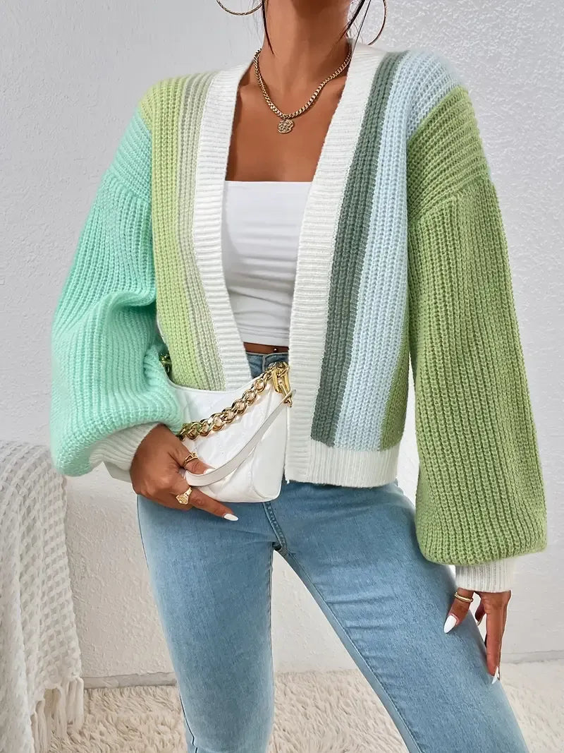 Colourblock vest groen vooraanzicht detail Jade