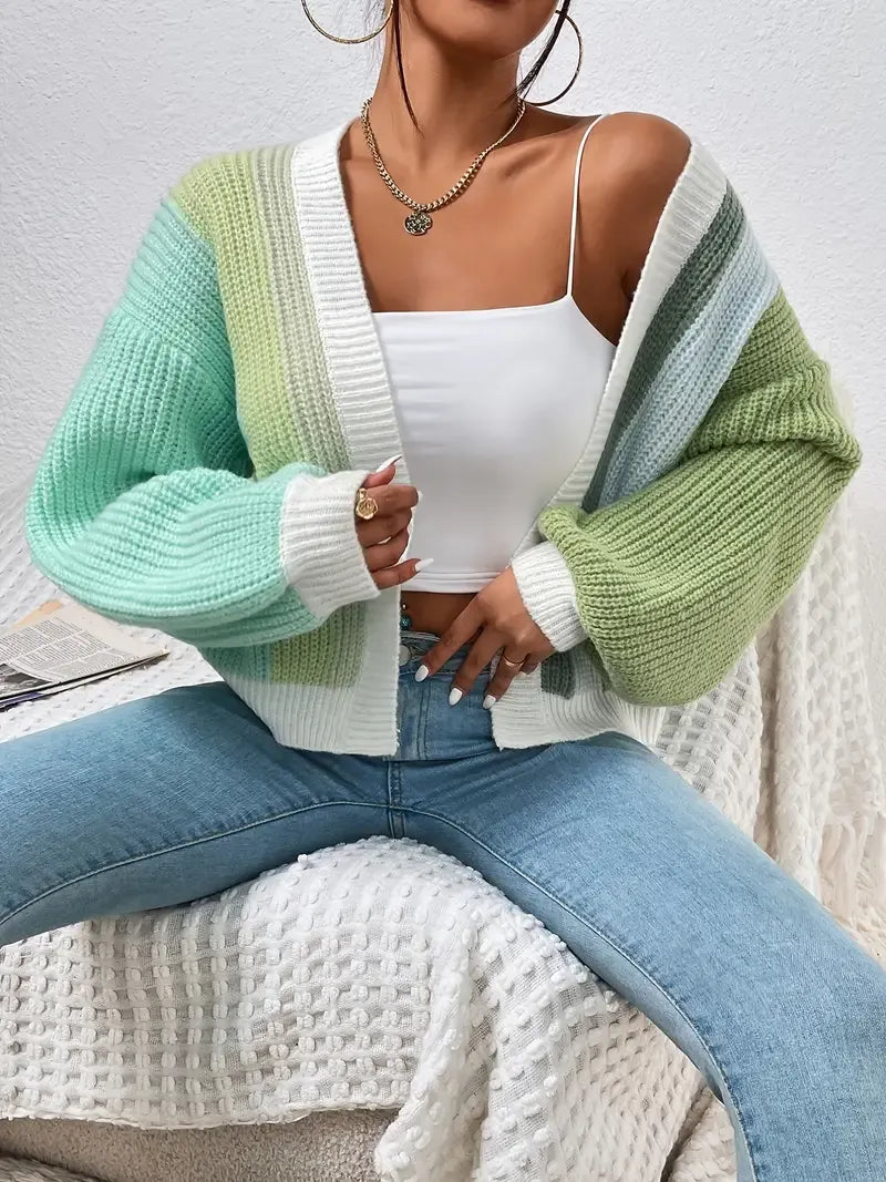 Colourblock vest groen zittend Jade