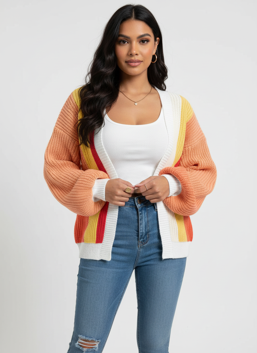 Colourblock vest oranje vooraanzicht Jade