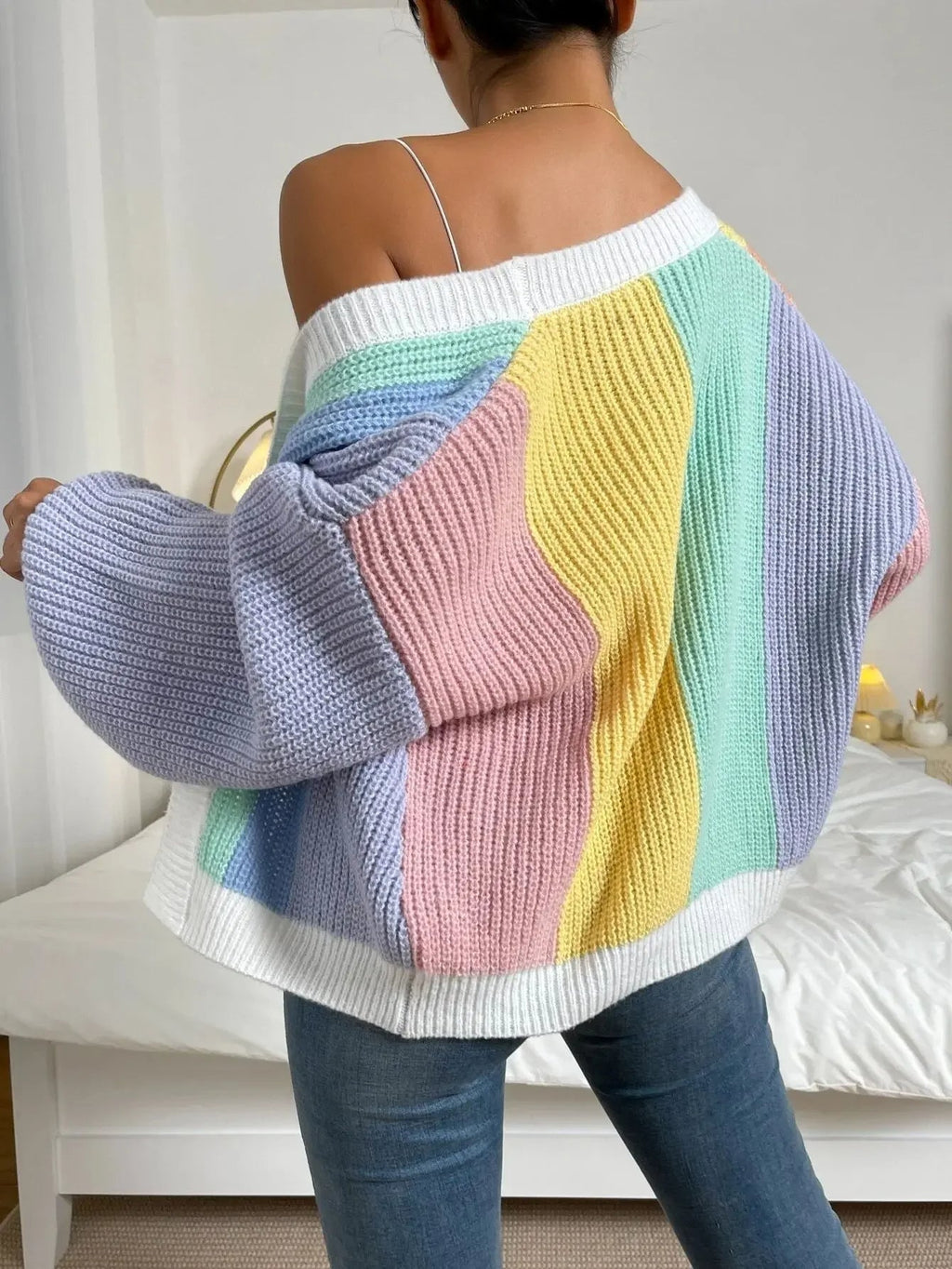 Colourblock vest regenboog achteraanzicht Jade