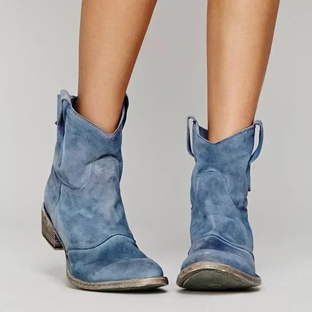 Cowboy enkellaarsjes blauw vooraanzicht Sarah