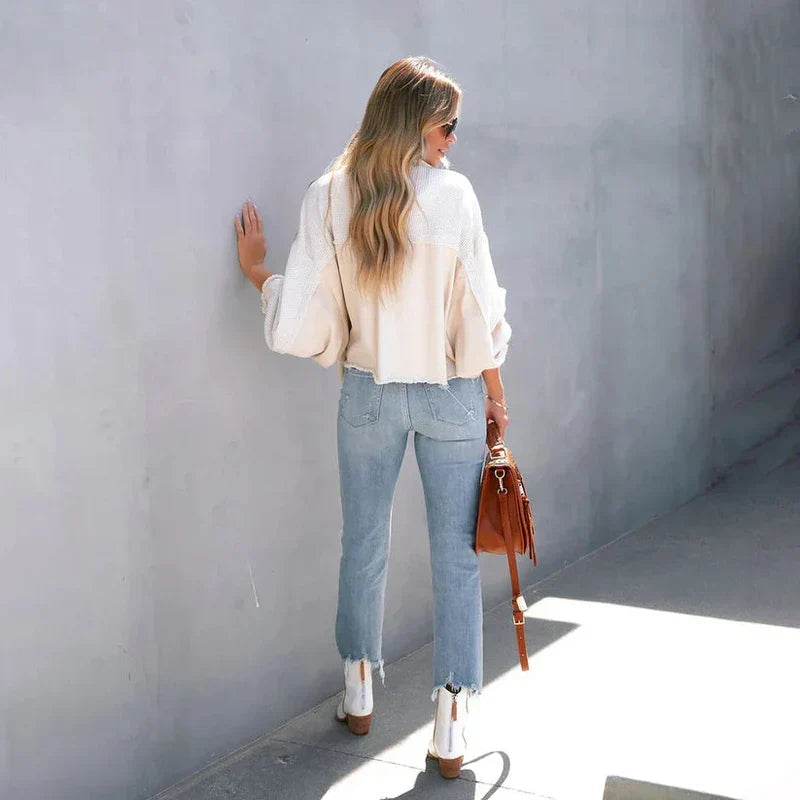 Cropped jas beige zijaanzicht Milou