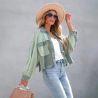 Cropped jas groen staand Milou