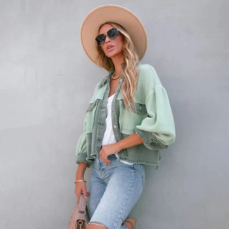 Cropped jas groen detail Milou