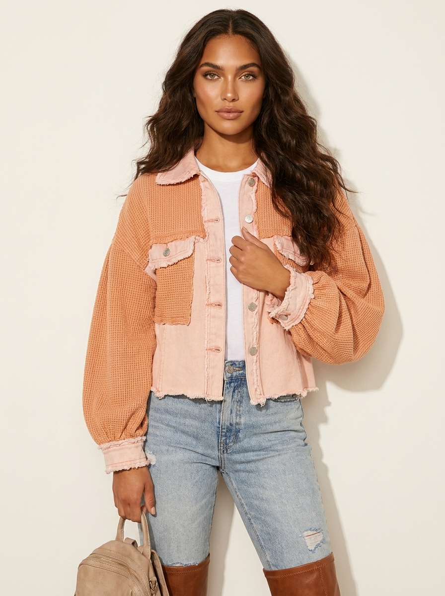 Cropped jas roze vooraanzicht Milou