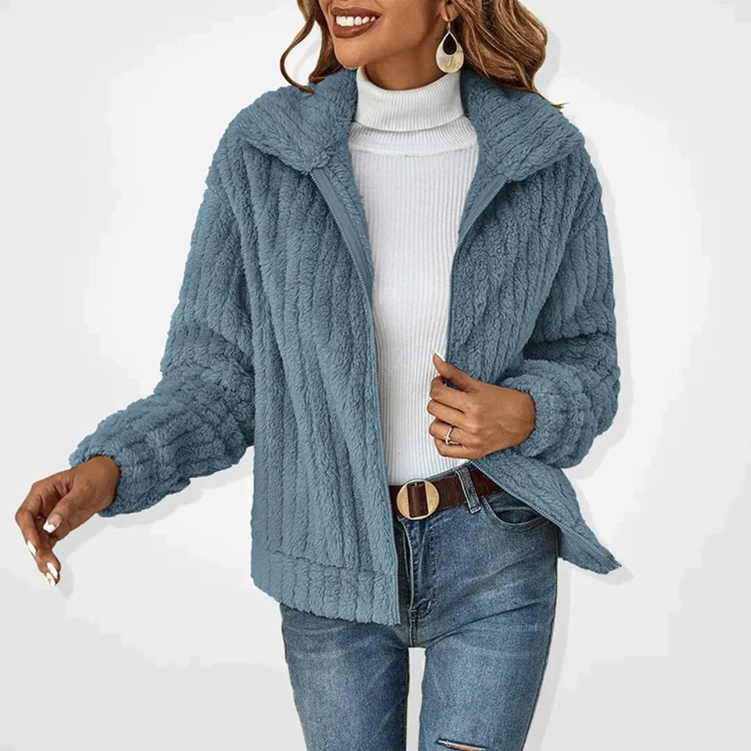 Fleece jas marineblauw vooraanzicht Ingeborg