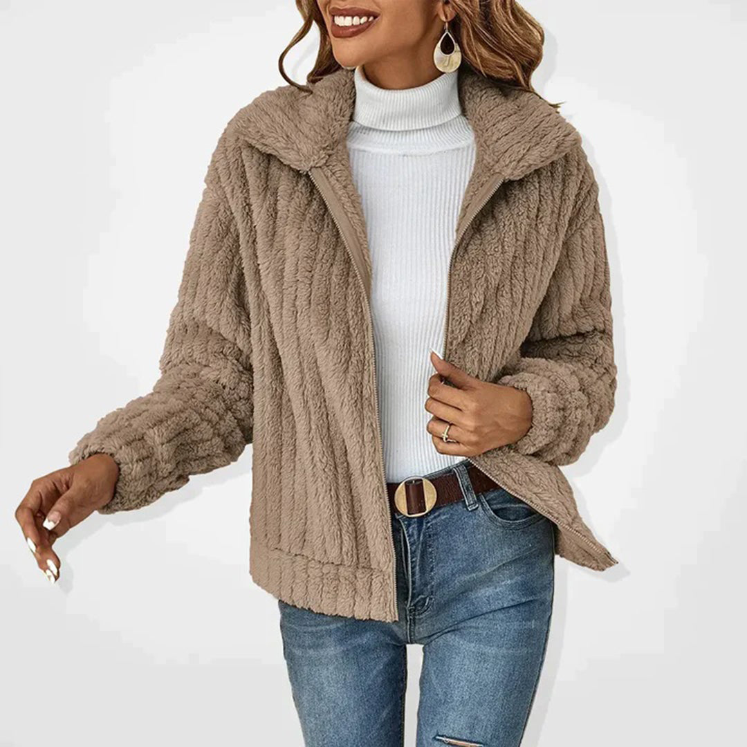 Fleece jas khaki vooraanzicht Ingeborg