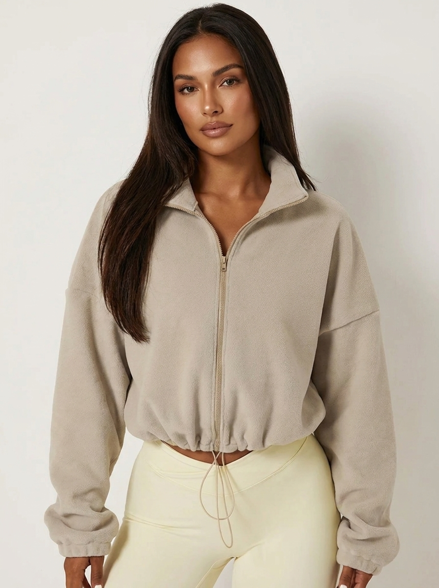 Fleece vest khaki vooraanzicht Greet