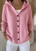 Gebreid vest roze vooraanzicht detail Ella