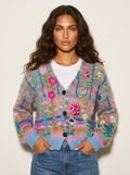 Gebreid vest blauw vooraanzicht Fenna