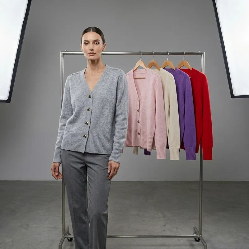 Gebreid vest grijs staand Lauren