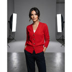 Gebreid vest rood staand Lauren